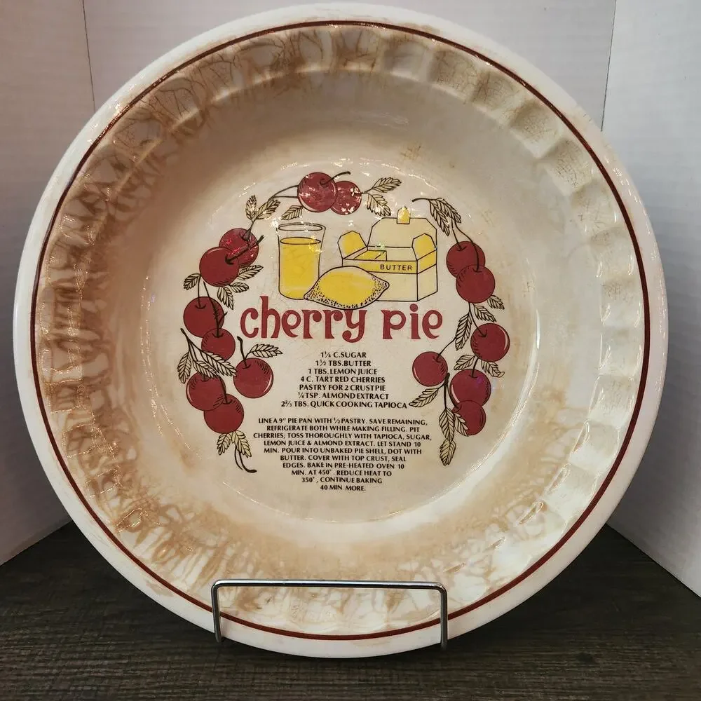 Vintage Royal China Country Harvest Ceramic Cherry Pie Recipe Baking Plate Dish